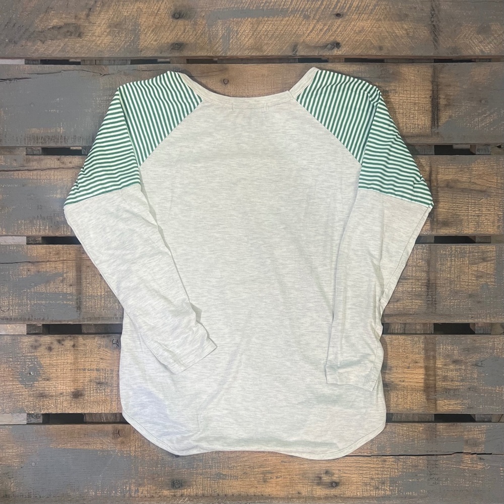 EUC [Southern Grace] Green Striped Funny Santa Holiday Christmas Tee | Small - Picture 4 of 12